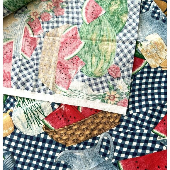 Vtg 90s Watermelon Gingham Fabric Traditions Quilt Fabric 2157 Picnic Remnants - Picture 4 of 5
